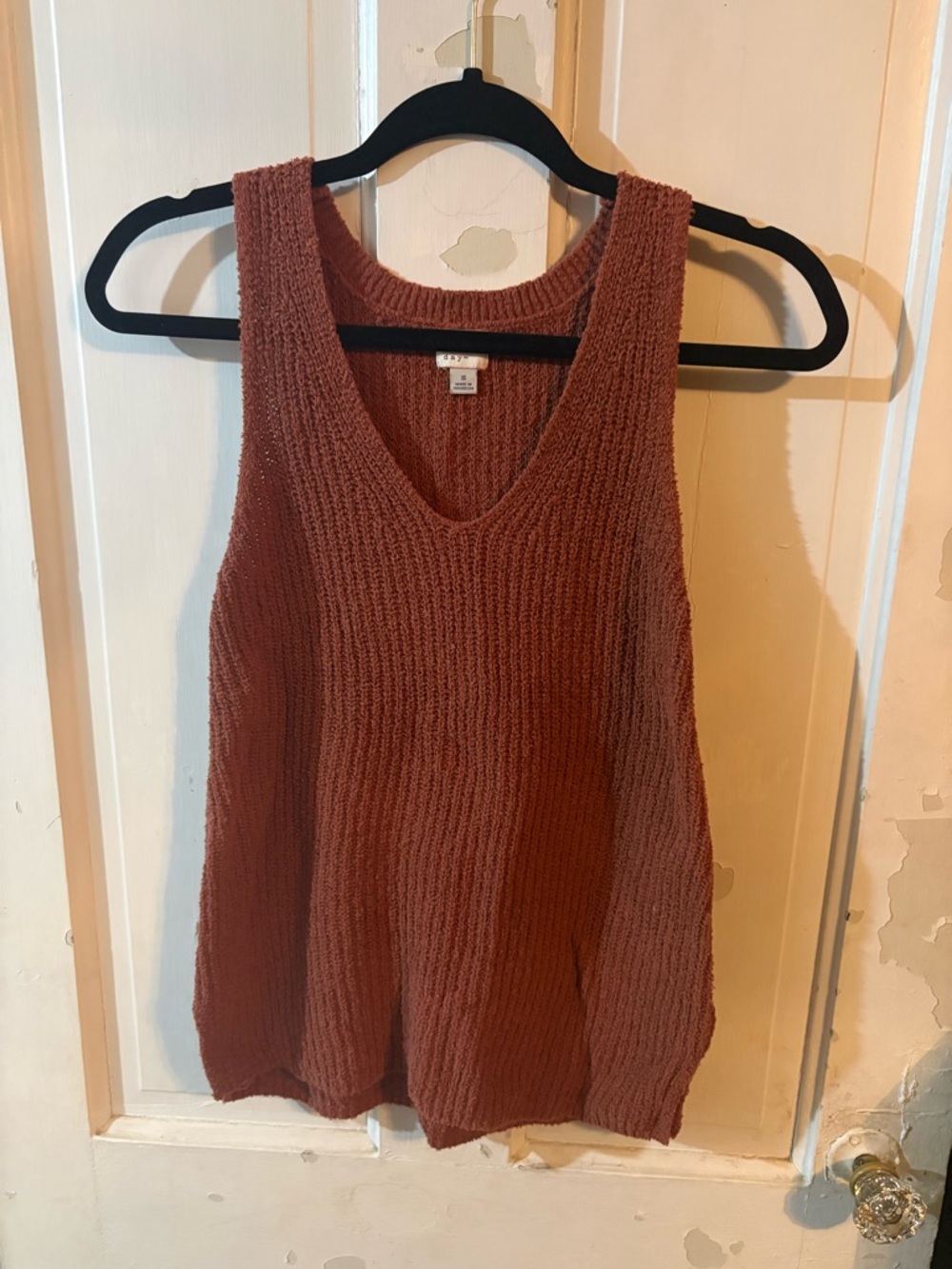 a new day Rust Knit V‑Neck Sweater Tank